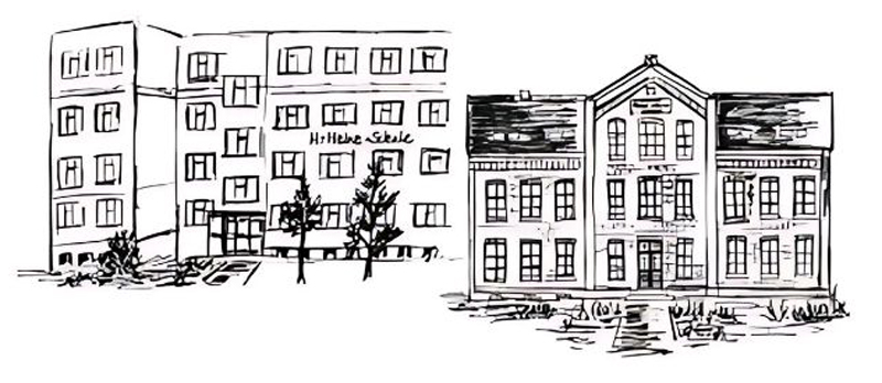 Das gemalte Logo der Heinrich-Heine-Schule